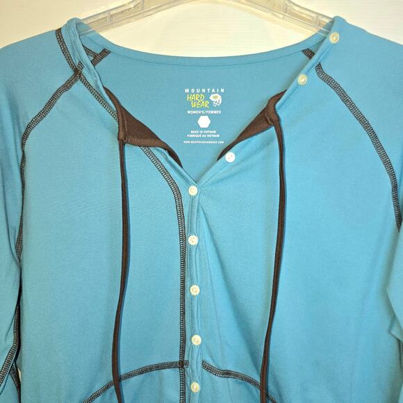 Mountain Hardwear Butter Button Layered Top Long Sleeve Womens Sz XL Teal Green - Picture 9 of 12